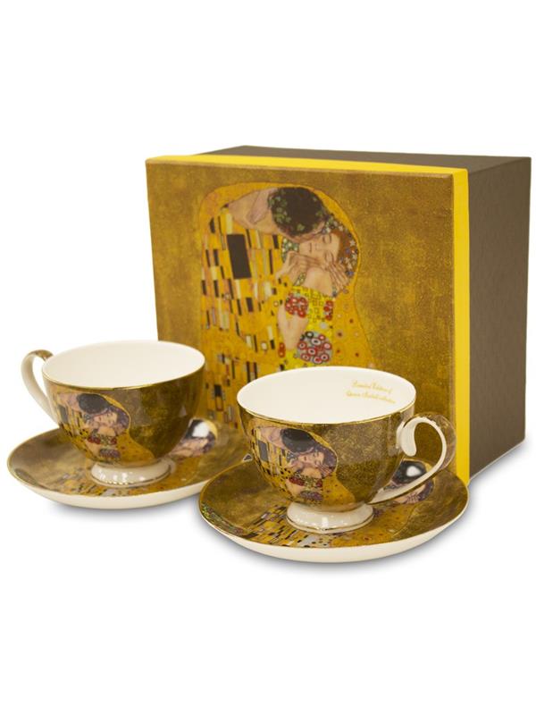 Porcelan-komplet za kavo-dekor Klimt Poljub