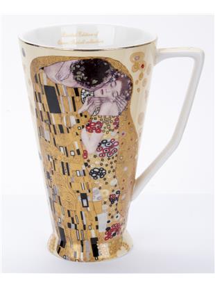 Šalica, 500ml, Irish coffee, ecru podloga, motiv Poljubac, Klimt